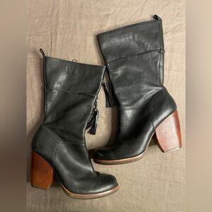 Kork-Ease Cherna Heeled Boots Black Back Lace Up